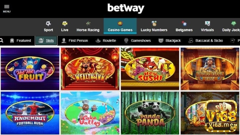 Giao diện chính của trang web đánh bài trực tuyến Betway Casino