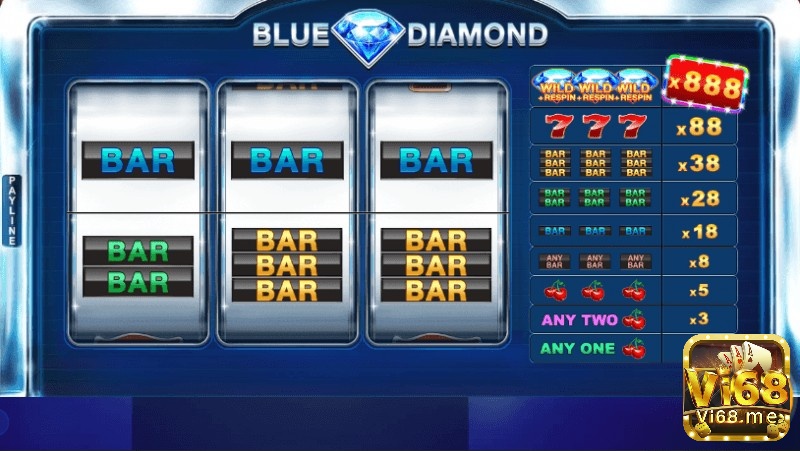 Blue Diamond online là một game slot cổ điển có ba cuộn một hàng