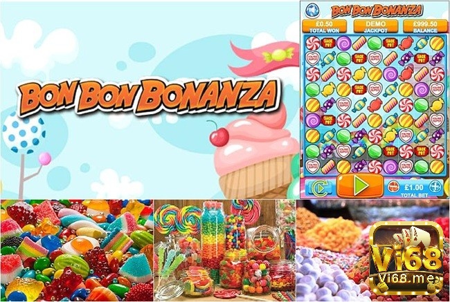 Bon bon Bonanza lấy chủ đề kẹo ngọt với các biểu tượng đầy màu sắc bắt mắt