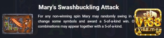 5 biểu tượng phù hợp được cung cấp trong tính năng Mary’s Swashbuckling Attack