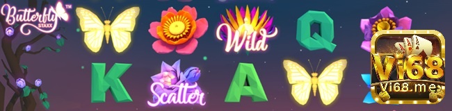 Wild là bông hoa nhiều màu sắc có thể thay thế các biểu tượng khác trong Butterfly Staxx