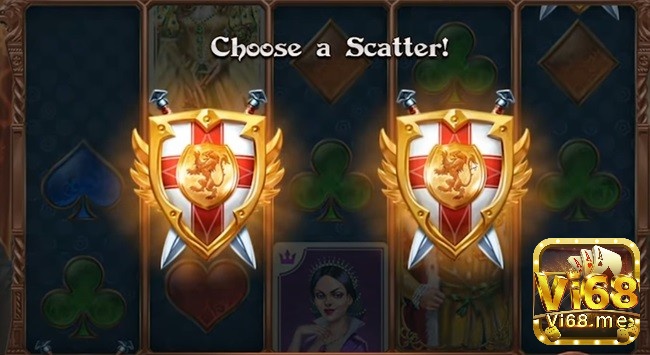 Biểu tượng Scatter có hình chiếc khiên vàng có thể kích hoạt tình năng thưởng của slot